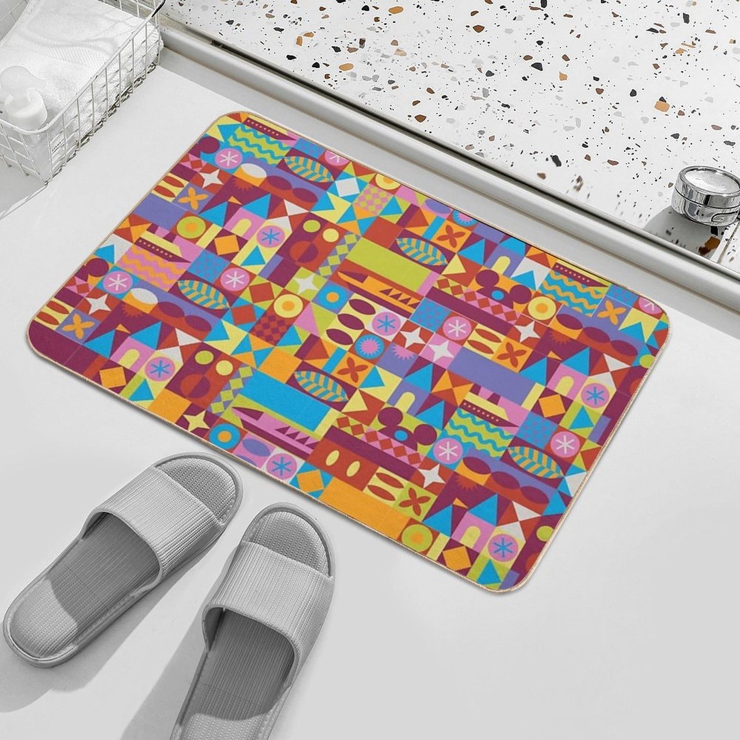Retro Color Blocks  Dirt-Trapping Bath Mat