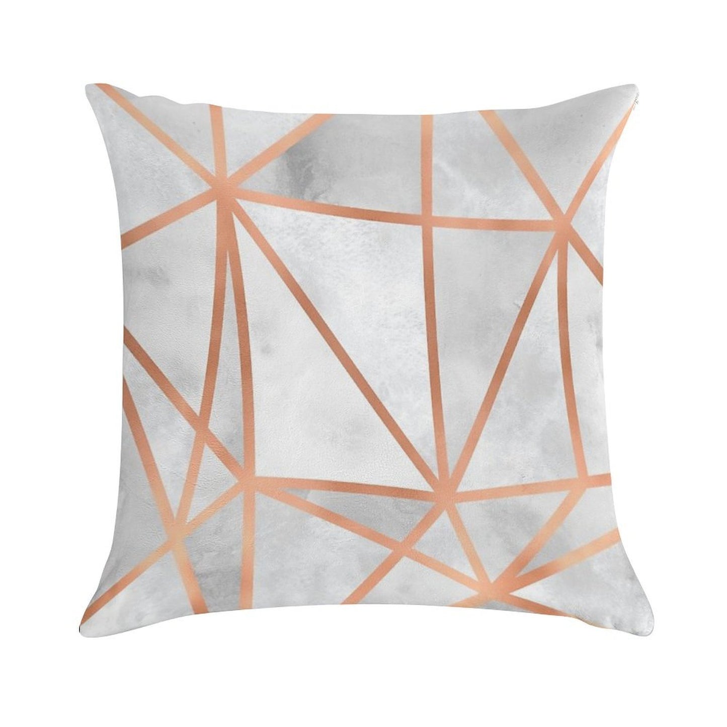 White & Copper Geo Soft Fade-Resistant Throw Pillow