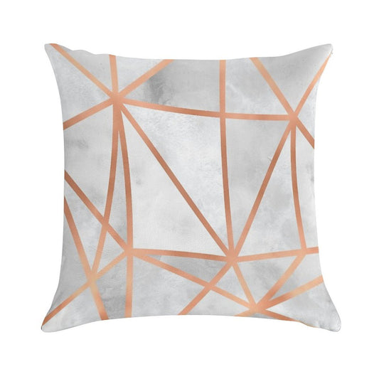 White & Copper Geo Soft Fade-Resistant Throw Pillow