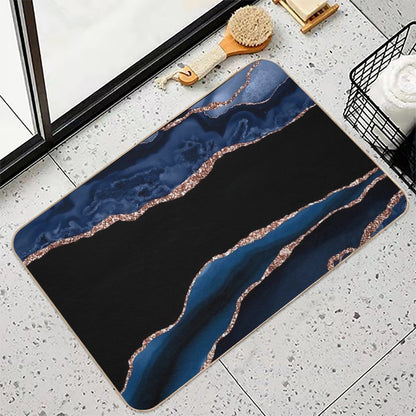 Blue And Rose Gold Agate  Long-Lasting Bath Mat