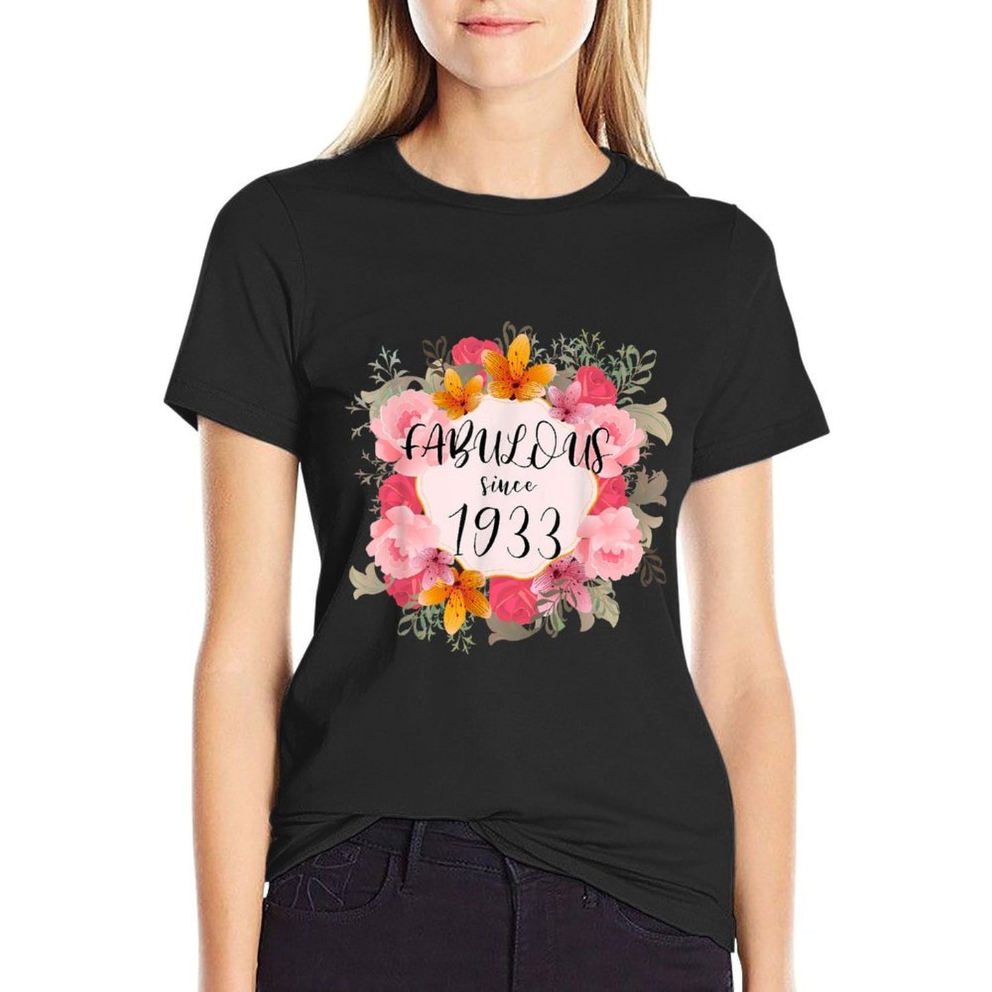 Women 90 Years Old Fabulous Since 1933 Happy 90th Birthday  Slim-fit Cut T-Shirt