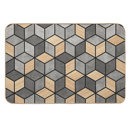 Concrete And Wood Cubes  Multi-Purpose Bath Mat