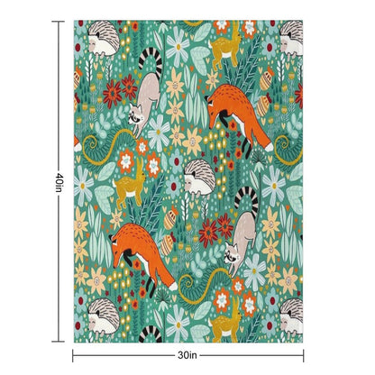 Textured Woodland Pattern - Sea Green Premium Throw Blanket