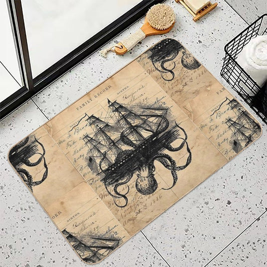Kraken Attacking Ship on Ledger Design  KAS947  Eco-Friendly Bath Mat