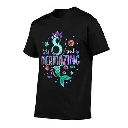 Its My Mermazing 8th Birthday Mermaid Girl Theme 8 Yrs Old  Ribbed Collar T-Shirt