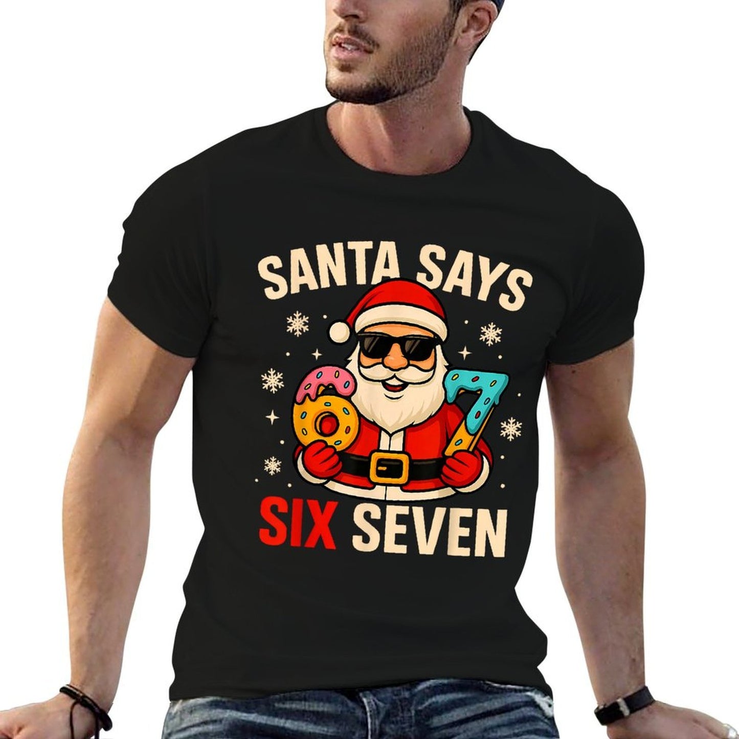 Santa Says Six Seven Funny 67 Meme Christmas Boys Men Women  Polyester Blend T-Shirt