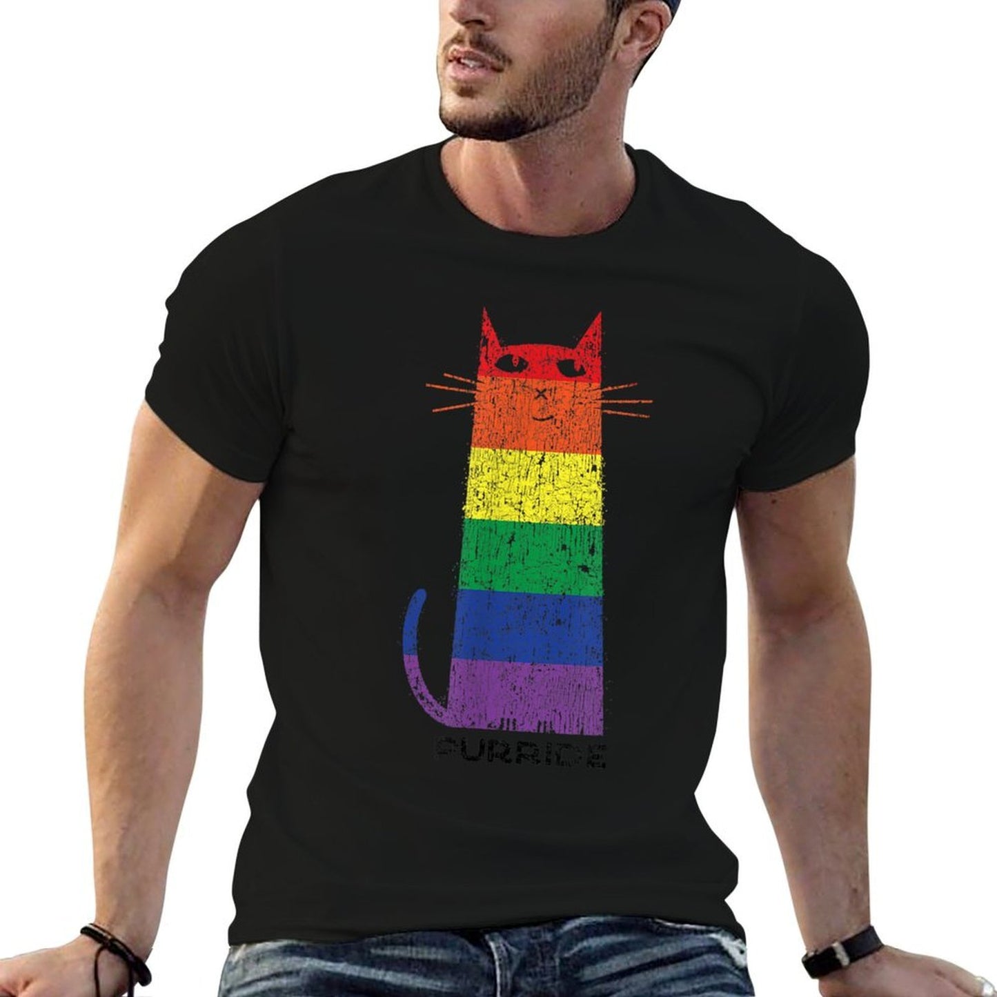 Purride LGBT Funny Gay Pride Cat Saying Graphic  Cotton T-Shirt