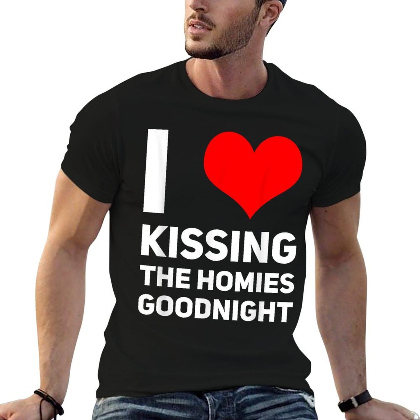 I Love Kissing The Homies Goodnight I Heart Kissing  Oversized Silhouette T-Shirt