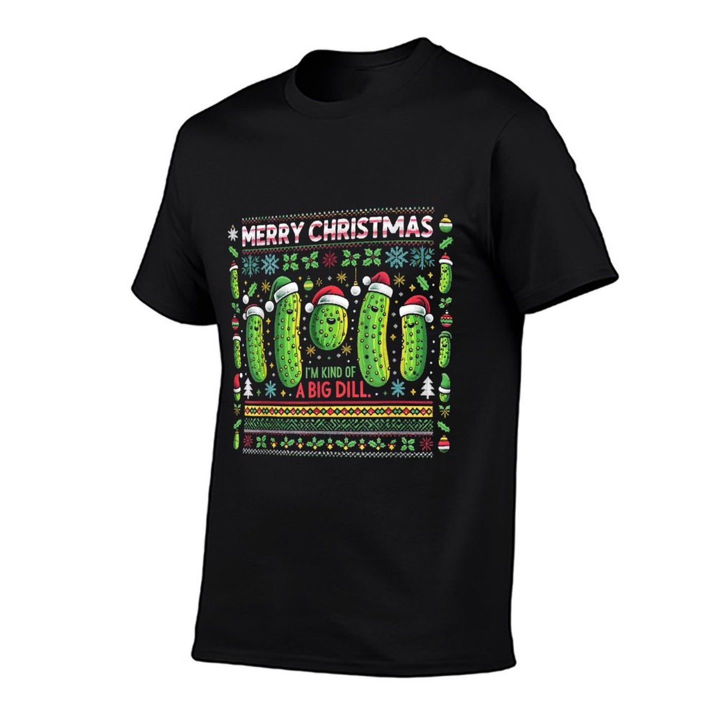 Merry Christmas Ugly Christmas Sweater Big Dill Pickle Funny  Fade-proof Color T-Shirt