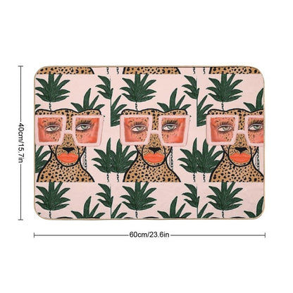 Tropical Glam Cat  Easy To Clean Bath Mat