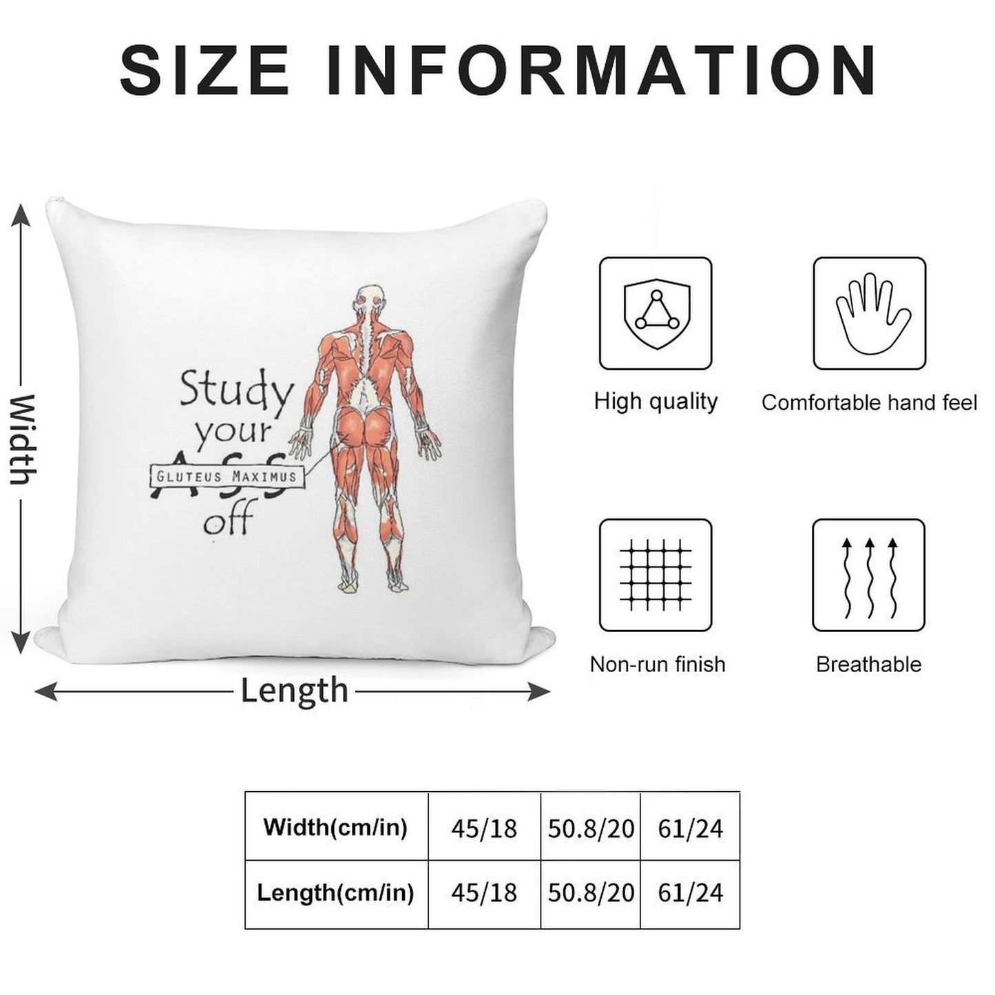 Study Your Gluteus Maximus Off Soft Luxury Feel Throw Pillow