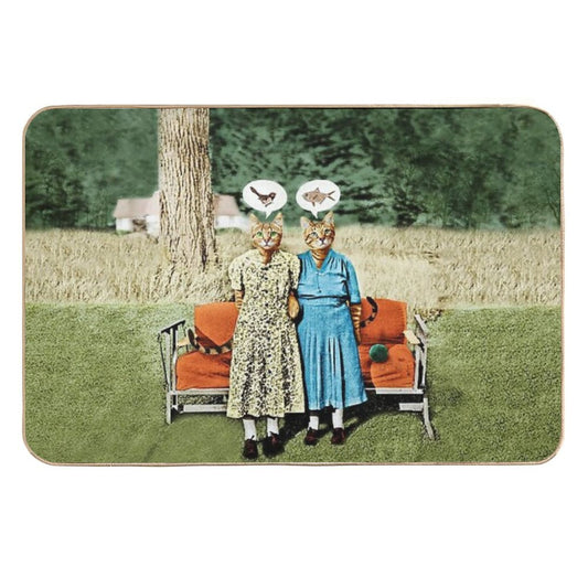 Two Cool Kitties What's for Lunch  Fade-Resistant Bath Mat