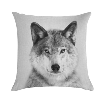 Wolf - Black & White Soft Gift Ready Throw Pillow
