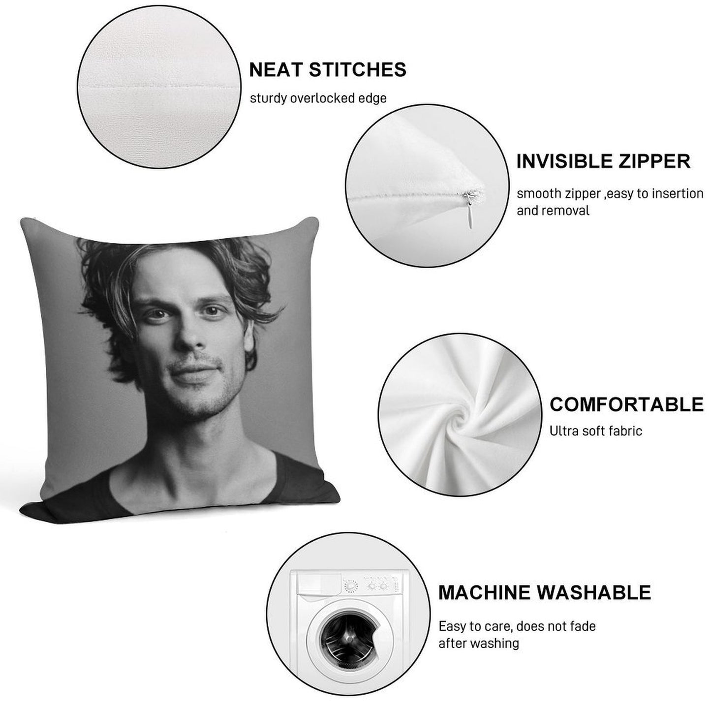 Matthew Gray Gubler Soft Style Accent Throw Pillow