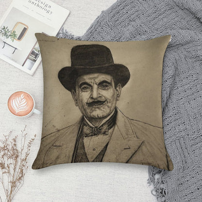 Hercule Poirot (David Suchet) Soft Decorative Cover Throw Pillow