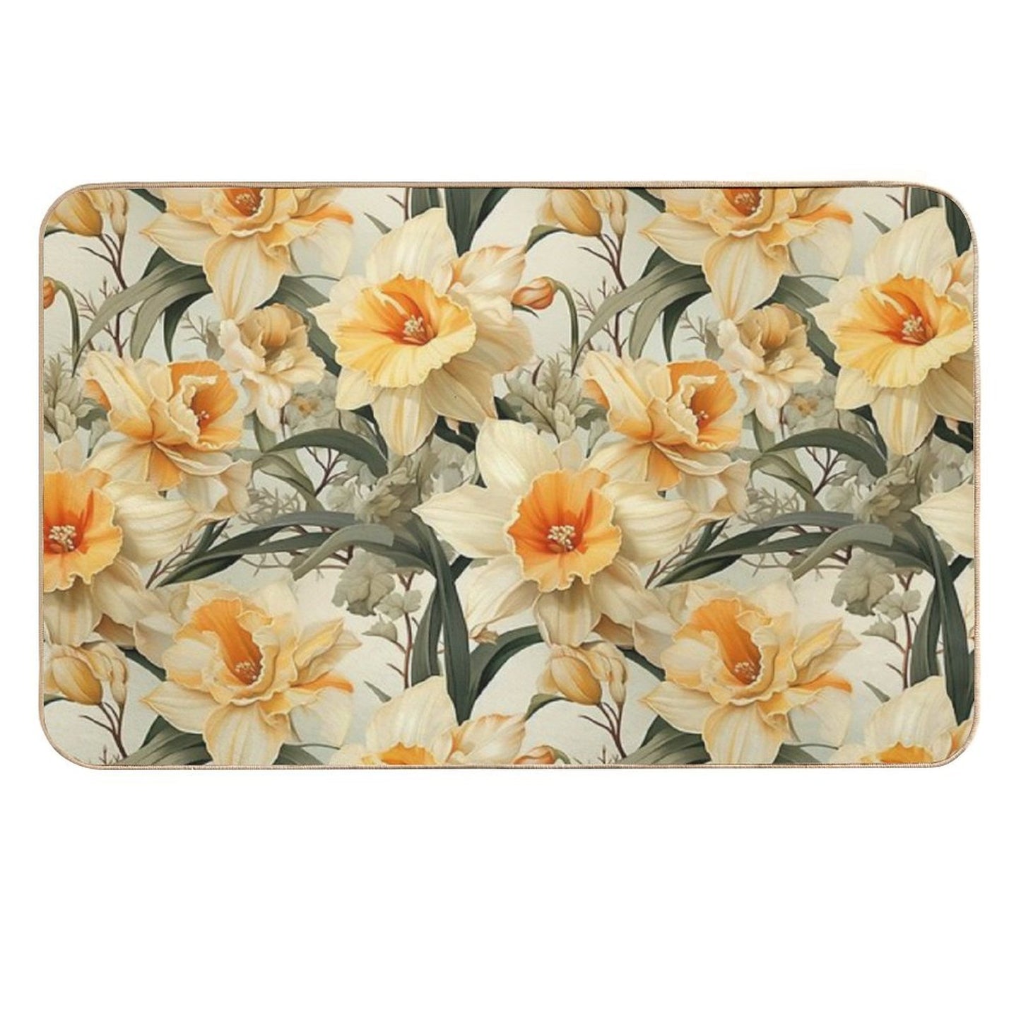 Vintage Floral, Sweet Orange Daffodil  Rapid-Drying Bath Mat