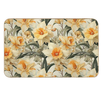 Vintage Floral, Sweet Orange Daffodil  Rapid-Drying Bath Mat