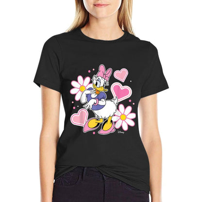 Daisy Duck - Hearts And Flowers  Rolled Sleeves T-Shirt