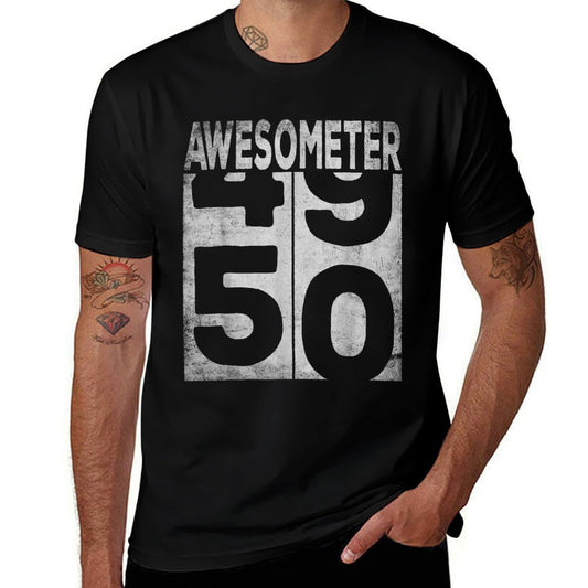 50 Year Old Bday Funny 50th Birthday 1974 Gag - AWESOMETER  Rolled Sleeves T-Shirt