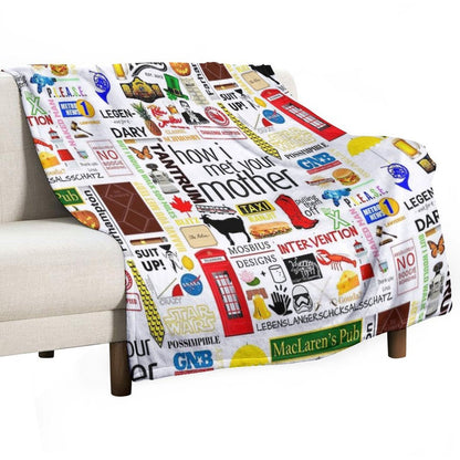 How I Met Your Mother Collage Poster Iconographic - Infographic (White) Durable Throw Blanket