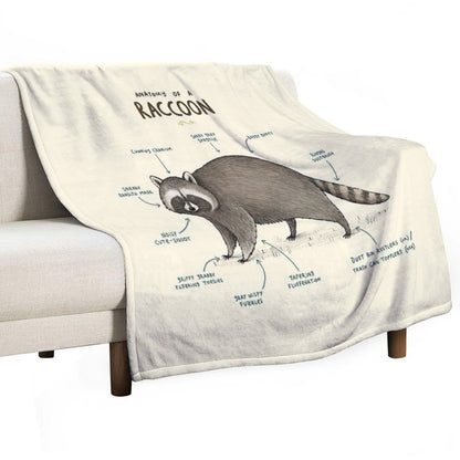 Anatomy of A Raccoon Anti-pilling Throw Blanket