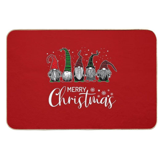 Cute Xmas Gnomes In Plaid Hats Merry Christmas Gift Fabulous Gnome Graphic  Dirt-Trapping Bath Mat