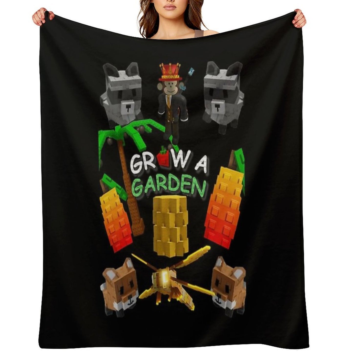 Grow A Garden Game Merch Plush Throw Blanket