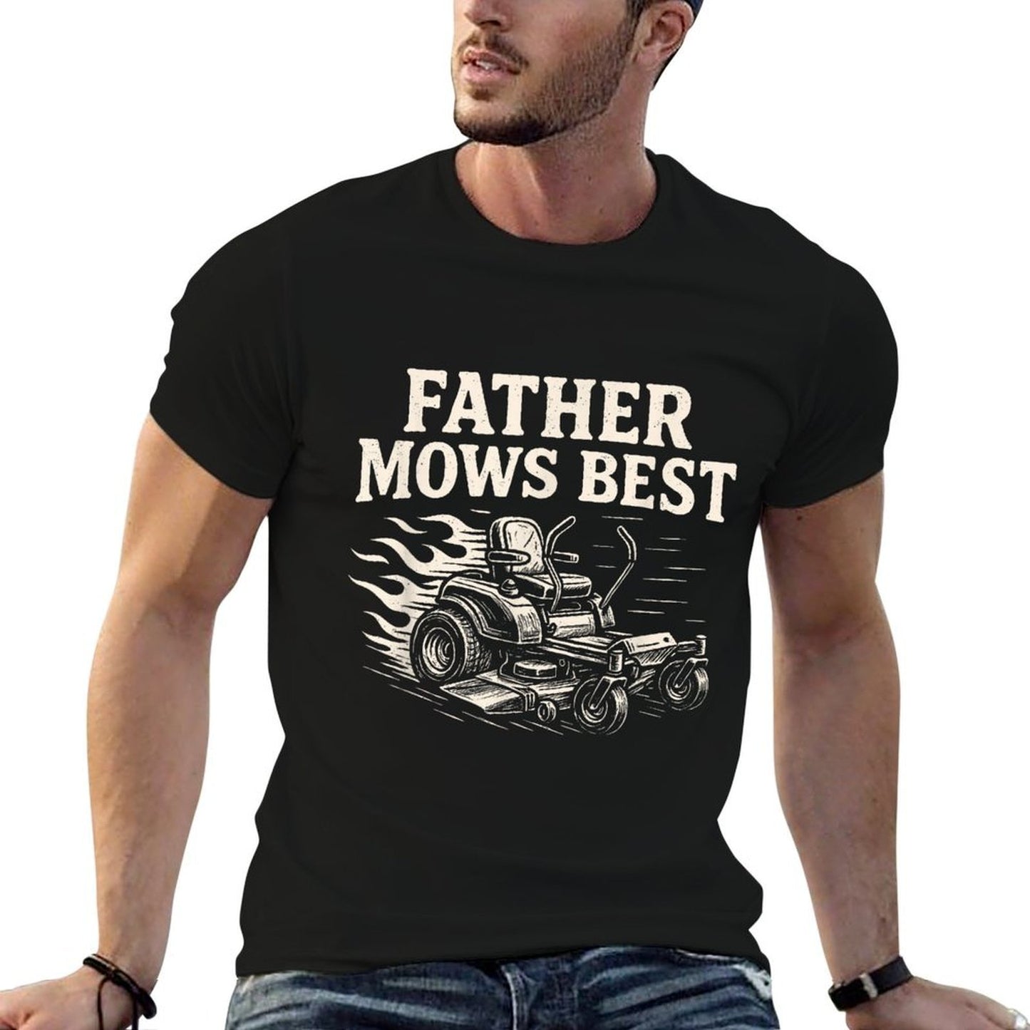 Father Mows Best Funny Fathers Day Dad Jokes Lawn Mowing  Breathable T-Shirt