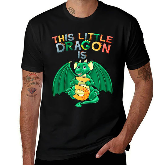 Kids This Little Dragon Is 5 Dragon 5th Birthday 5 Year Old Boy  Durable T-Shirt