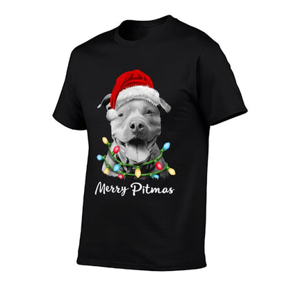 Pit Bull Santa Christmas Tree Lights Xmas Merry Pitmas  Classic T-Shirt