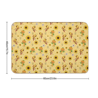 Spike The Bee And Orange Bird  Rapid-Drying Bath Mat