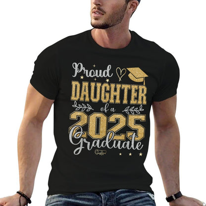 Proud Daughter of A Class of 2025 Graduate for Graduation  Ribbed Collar T-Shirt