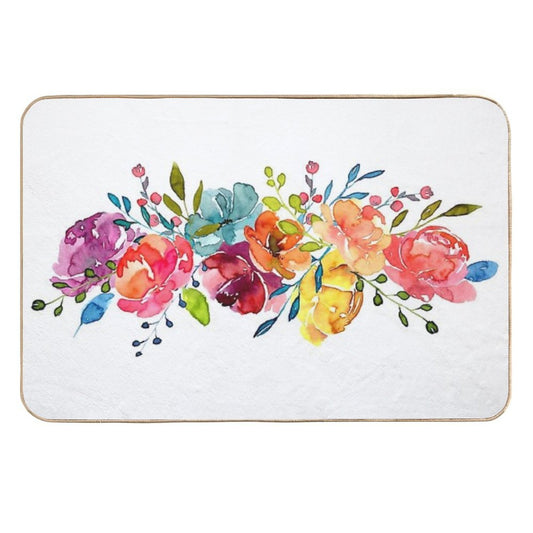 Bright Flowers Summer Watercolor Peonies  High-Traffic Bath Mat