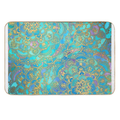 Sapphire & Jade Stained Glass Mandalas  Multi-Purpose Bath Mat