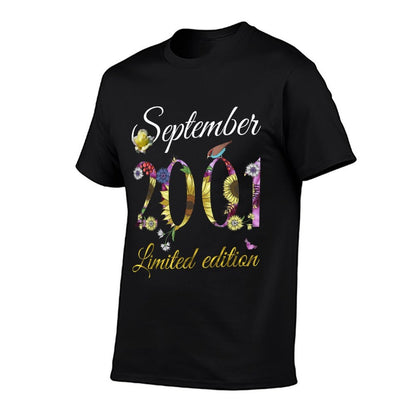 September 2001 - 21 Year Old Sunflowers Floral 21st Birthday  Durable T-Shirt