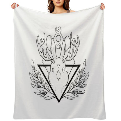 Lunar Rabbit  Jackalope  Nikury Easy Care Throw Blanket