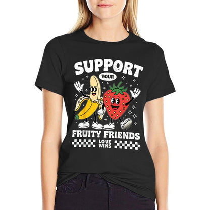Support Your Fruity Friends Gay Pride Month LGBTQ Funny Ally  Soft T-Shirt