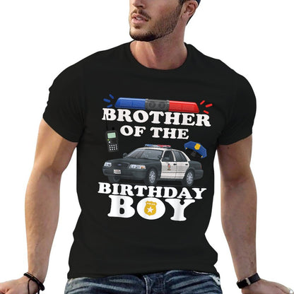 Brother of The Birthday Boy Police Officer Birthday Party  Fade-proof Color T-Shirt