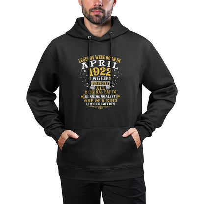 Legends Were Born In April 1922 100 Years Old 100th Birthday Medium-Weight Fabric Hoodie