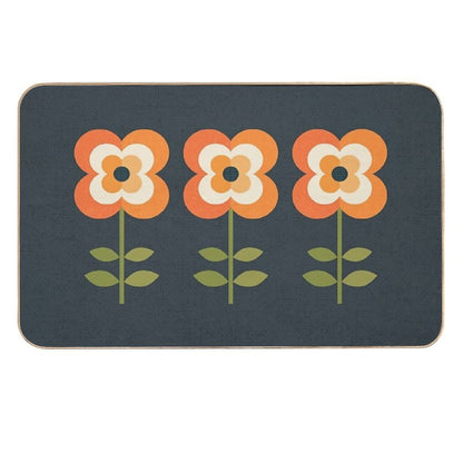 Retro Flower - Orange And Charcoal  Pet-Safe Bath Mat