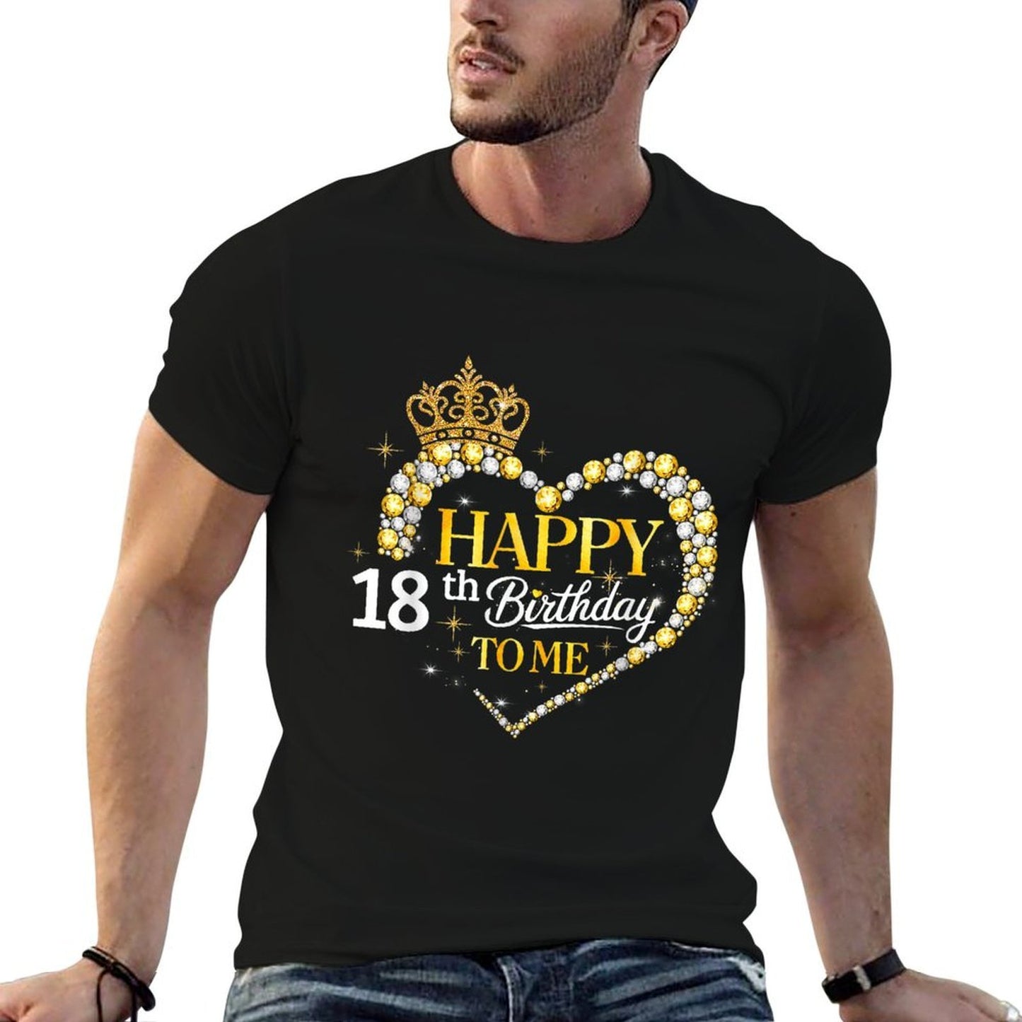 Happy 18th Birthday to Me Queen Crown Heart Afro Woman Girl Comfortable T-Shirt