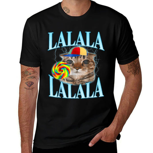 Lalalalalala Meme Silly Cat Meme With Lollipop Funny Memes Men Women Kids  Versatile T-Shirt