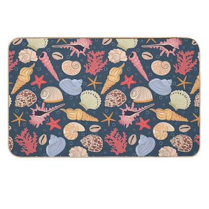 Colorful Seashells Coral  Easy To Clean Bath Mat