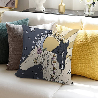 The Sun And Moon Soft Washable Throw Pillow