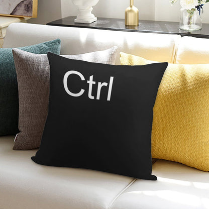 Ctrl Pillow in Black Soft Short Plush Fabric Throw Pillow