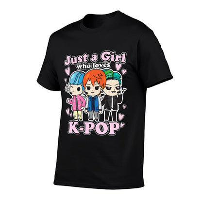K-Pop Just A Girl Who Loves K-Pop Korean Pop Band  Oversized Silhouette T-Shirt