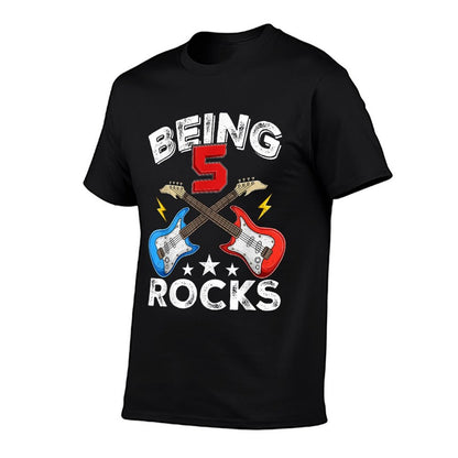Being 5 Rocks Guitar Five Years Boy Kids Funny 5th Birthday  Eco-friendly Material T-Shirt