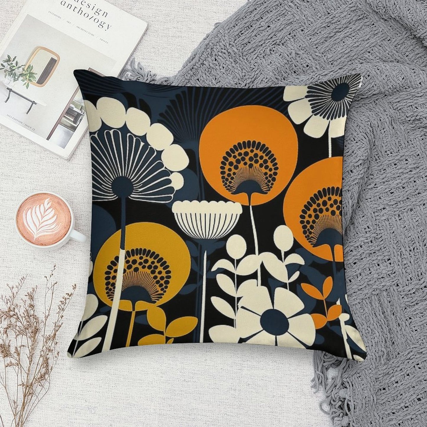 Floral Pattern, Finland Soft Easy Maintenance Throw Pillow