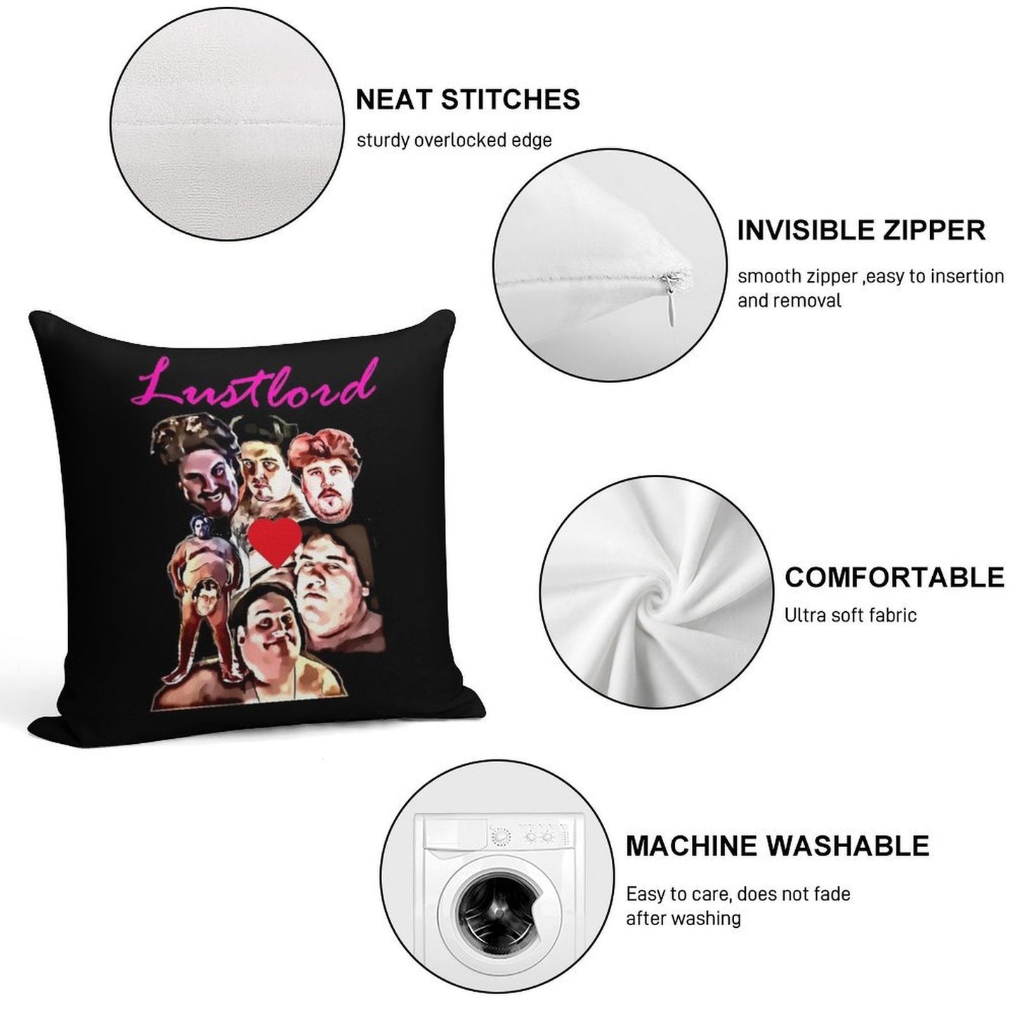 Lustlord Design Soft Fade-Resistant Throw Pillow