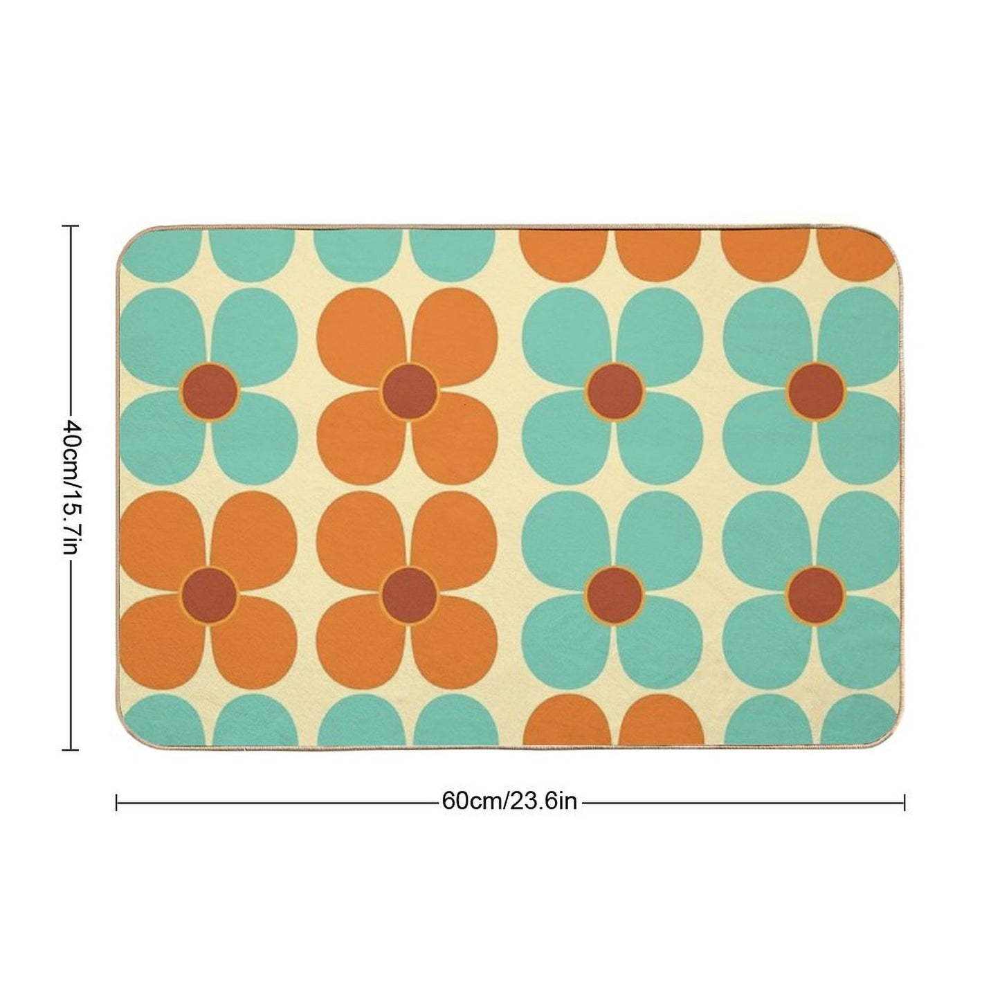 Retro Land Flower Power Orange And Blue  Fade-Resistant Bath Mat